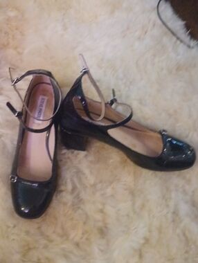Steve Madden Black Patent Leather Maryjane Block Heels 9.5